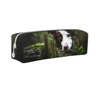 YWSOTRE Border Collie Stone Sweet Brown Chiens Animaux, Trousse à Crayons, étui à stylos, Sac à Crayons en Cuir Portable avec Pochette à cosmétiques à Fermeture éclair