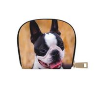 YWSOTRE Boston Terrier Bokeh Chiens Animaux Boston Terrier, Sac à Cartes en Cuir PU, Portefeuille Porte-Cartes de crédit, étui à Cartes