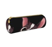 YWSOTRE Boston Terrier Nature, Trousse à Crayons Étui à Stylo cylindrique Sac à Crayons en Cuir Portable avec Sac à cosmétiques à Fermeture éclair