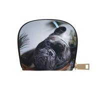 YWSOTRE Bouledogue français Mall Chiens Noirs Animaux de Compagnie, Sac à Cartes en Cuir PU, Portefeuille Porte-Cartes de crédit, étui à Cartes