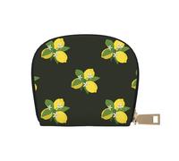 YWSOTRE Bouquet De Citron avec Branche Et Lys Noir, Sac à Cartes en Cuir PU, Portefeuille Porte-Cartes de crédit, étui à Cartes