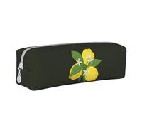 YWSOTRE Bouquet De Citron avec Branche Et Lys Noir, Trousse à Crayons, étui à stylos, Sac à Crayons en Cuir Portable avec Pochette à cosmétiques à Fermeture éclair