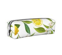 YWSOTRE Branches de citronnier Exotiques à Motifs Yummy Delicious, Trousse à Crayons, étui à stylos, Sac à Crayons en Cuir Portable avec Pochette à cosmétiques à Fermeture éclair