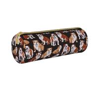 YWSOTRE Bulldog Anglais, Trousse à Crayons Étui à Stylo cylindrique Sac à Crayons en Cuir Portable avec Sac à cosmétiques à Fermeture éclair