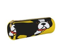 YWSOTRE Bulldog français, Trousse à Crayons Étui à Stylo cylindrique Sac à Crayons en Cuir Portable avec Sac à cosmétiques à Fermeture éclair