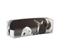 YWSOTRE Bulldog français, Trousse à Crayons, étui à stylos, Sac à Crayons en Cuir Portable avec Pochette à cosmétiques à Fermeture éclair