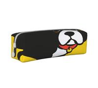 YWSOTRE Bulldog français, Trousse à Crayons, étui à stylos, Sac à Crayons en Cuir Portable avec Pochette à cosmétiques à Fermeture éclair