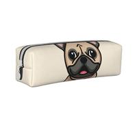YWSOTRE Bulldog français, Trousse à Crayons, étui à stylos, Sac à Crayons en Cuir Portable avec Pochette à cosmétiques à Fermeture éclair