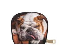 YWSOTRE Bulldogs Anglais Muselière Animaux Chiens endormis, Sac à Cartes en Cuir PU, Portefeuille Porte-Cartes de crédit, étui à Cartes