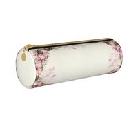 YWSOTRE Cadre Ovale Roses Roses Vintage, Trousse à Crayons Étui à Stylo cylindrique Sac à Crayons en Cuir Portable avec Sac à cosmétiques à Fermeture éclair