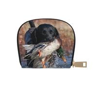 YWSOTRE Canard Chasse Labrador Chien Cool Black Puppy Animal, Sac à Cartes en Cuir PU, Portefeuille Porte-Cartes de crédit, étui à Cartes
