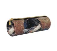 YWSOTRE Canard Chasse Labrador Chien Cool Noir Chiot Animal, Trousse à Crayons Étui à Stylo cylindrique Sac à Crayons en Cuir Portable avec Sac à cosmétiques à Fermeture éclair
