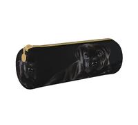 YWSOTRE Cane Corso Animaux Chiot Noir Cane Corso, Trousse à Crayons Étui à Stylo cylindrique Sac à Crayons en Cuir Portable avec Sac à cosmétiques à Fermeture éclair