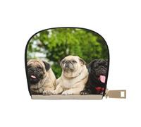 YWSOTRE Carlin Amitié Bokeh Chiens Animaux Amis Carlin, Sac à Cartes en Cuir PU, Portefeuille Porte-Cartes de crédit, étui à Cartes