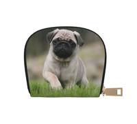 YWSOTRE Carlin Bokeh Chiot Chiens Pelouse Animaux Carlin, Sac à Cartes en Cuir PU, Portefeuille Porte-Cartes de crédit, étui à Cartes