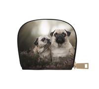 YWSOTRE Carlin Chiens Famille Bokeh Mère Et Petits Chiens Animaux, Sac à Cartes en Cuir PU, Portefeuille Porte-Cartes de crédit, étui à Cartes
