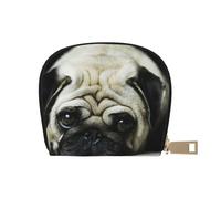 YWSOTRE Carlin Triste Chiens Chiens Triste Carlin Animaux Carlin, Sac à Cartes en Cuir PU, Portefeuille Porte-Cartes de crédit, étui à Cartes