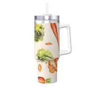YWSOTRE Carottes dessinées à la main à l'aquarelle,Bouteille d'eau en acier inoxydable avec poignée Ice Bully Cup 40 oz