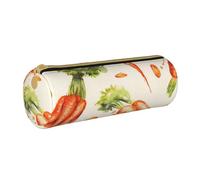 YWSOTRE Carottes dessinées à la Main à l'aquarelle, Trousse à Crayons Étui à Stylo cylindrique Sac à Crayons en Cuir Portable avec Sac à cosmétiques à Fermeture éclair
