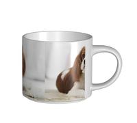 YWSOTRE Cavalier King Charles Spaniel Épagneul brun,Tasse en céramique grande capacité, tasse à thé, tasse à café 450 ml