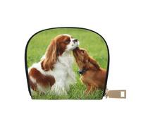 YWSOTRE Cavalier Roi Charles Spaniel, Sac à Cartes en Cuir PU, Portefeuille Porte-Cartes de crédit, étui à Cartes