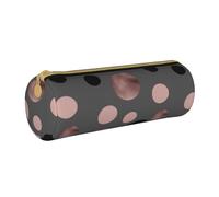 YWSOTRE Cercles Noirs élégants en Faux Rose, Trousse à Crayons Étui à Stylo cylindrique Sac à Crayons en Cuir Portable avec Sac à cosmétiques à Fermeture éclair