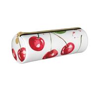 YWSOTRE Cerise Mignonne imprimée, Trousse à Crayons Étui à Stylo cylindrique Sac à Crayons en Cuir Portable avec Sac à cosmétiques à Fermeture éclair