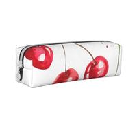 YWSOTRE Cerise Mignonne imprimée, Trousse à Crayons, étui à stylos, Sac à Crayons en Cuir Portable avec Pochette à cosmétiques à Fermeture éclair