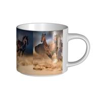 YWSOTRE Cheval sauvage courant contre une tempête de sable,Tasse en céramique grande capacité, tasse à thé, tasse à café 450 ml