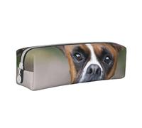 YWSOTRE Chien Boxer, Trousse à Crayons, étui à stylos, Sac à Crayons en Cuir Portable avec Pochette à cosmétiques à Fermeture éclair