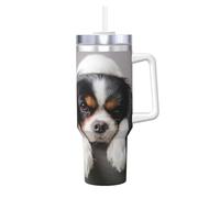 YWSOTRE Chien Cavalier King Charles Spaniel,Bouteille d'eau en acier inoxydable avec poignée Ice Bully Cup 40 oz