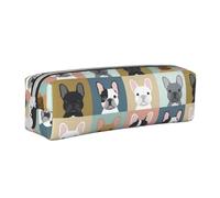 YWSOTRE Chien de modèle de Portraits de Bouledogue français, Trousse à Crayons, étui à stylos, Sac à Crayons en Cuir Portable avec Pochette à cosmétiques à Fermeture éclair