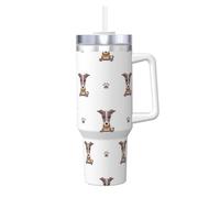 YWSOTRE Chien lévrier,Bouteille d'eau en acier inoxydable avec poignée Ice Bully Cup 40 oz