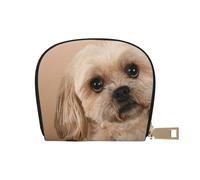 YWSOTRE Chien Shitzu Mignon, Sac à Cartes en Cuir PU, Portefeuille Porte-Cartes de crédit, étui à Cartes