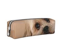 YWSOTRE Chien Shitzu Mignon, Trousse à Crayons, étui à stylos, Sac à Crayons en Cuir Portable avec Pochette à cosmétiques à Fermeture éclair