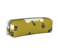YWSOTRE Chien Silhouette Ouest Highland Animal Ouest, Trousse à Crayons, étui à stylos, Sac à Crayons en Cuir Portable avec Pochette à cosmétiques à Fermeture éclair