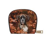 YWSOTRE Chiens Boxer Automne, Sac à Cartes en Cuir PU, Portefeuille Porte-Cartes de crédit, étui à Cartes