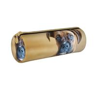 YWSOTRE Chiens Boxer Chiot Animaux Chiens, Trousse à Crayons Étui à Stylo cylindrique Sac à Crayons en Cuir Portable avec Sac à cosmétiques à Fermeture éclair
