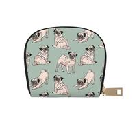 YWSOTRE Chiens Carlin Assis, Sac à Cartes en Cuir PU, Portefeuille Porte-Cartes de crédit, étui à Cartes