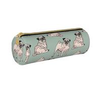 YWSOTRE Chiens Carlin Assis, Trousse à Crayons Étui à Stylo cylindrique Sac à Crayons en Cuir Portable avec Sac à cosmétiques à Fermeture éclair