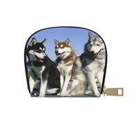 YWSOTRE Chiens Husky Huskies, Sac à Cartes en Cuir PU, Portefeuille Porte-Cartes de crédit, étui à Cartes