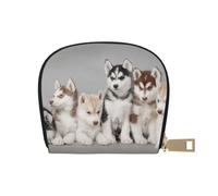 YWSOTRE Chiens Husky Huskies, Sac à Cartes en Cuir PU, Portefeuille Porte-Cartes de crédit, étui à Cartes