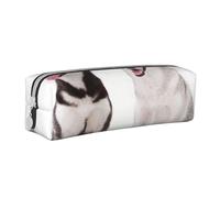 YWSOTRE Chiens Husky imprimés, Trousse à Crayons, étui à stylos, Sac à Crayons en Cuir Portable avec Pochette à cosmétiques à Fermeture éclair