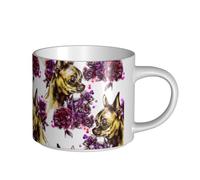 YWSOTRE Chihuahua et Rose,Tasse en céramique grande capacité, tasse à thé, tasse à café 450 ml