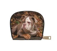 YWSOTRE Chiot Bouledogue américain, Sac à Cartes en Cuir PU, Portefeuille Porte-Cartes de crédit, étui à Cartes
