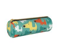 YWSOTRE Chiot De Chien De Dessin Animé Drôle Mignon, Trousse à Crayons Étui à Stylo cylindrique Sac à Crayons en Cuir Portable avec Sac à cosmétiques à Fermeture éclair