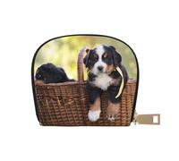 YWSOTRE Chiots Bouvier Bernois, Sac à Cartes en Cuir PU, Portefeuille Porte-Cartes de crédit, étui à Cartes