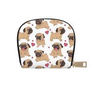 YWSOTRE Chiots carlins drôles de Dessin animé, Sac à Cartes en Cuir PU, Portefeuille Porte-Cartes de crédit, étui à Cartes