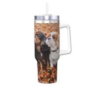 YWSOTRE Chiots Cavalier King Charles Spaniel d'automne,Bouteille d'eau en acier inoxydable avec poignée Ice Bully Cup 40 oz