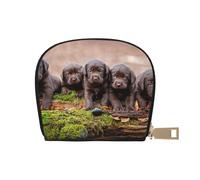 YWSOTRE Chiots Labrador Famille de Petits Chiots Bruns, Sac à Cartes en Cuir PU, Portefeuille Porte-Cartes de crédit, étui à Cartes